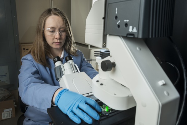 woman with lab equipment