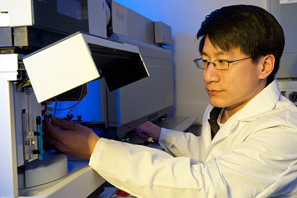 man with lab equipment