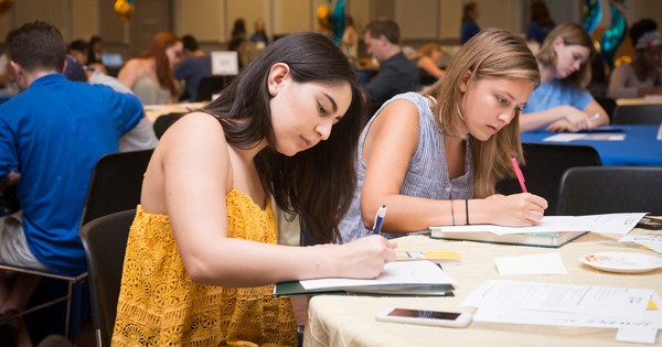 students writing