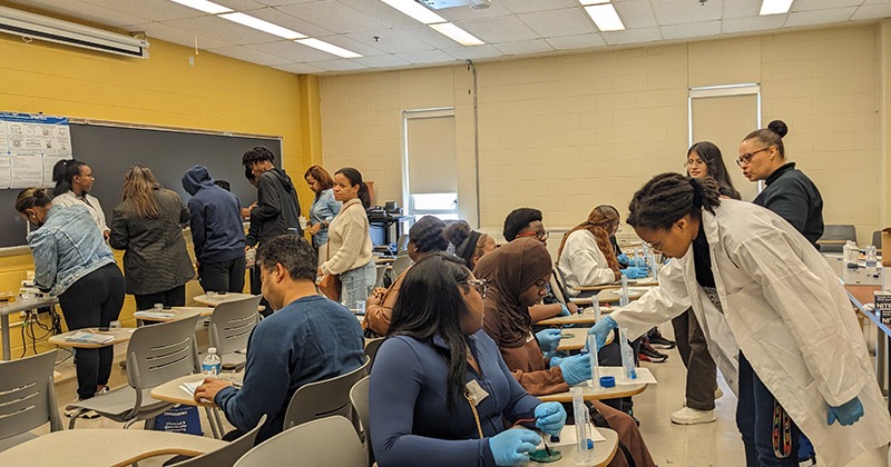 High school students participated in several hands-on experiments led by CBE students and faculty to learn more about chemical engineering.